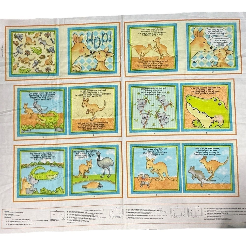 Colorful Animal Story Fabric Panel HOP by Marie Cole